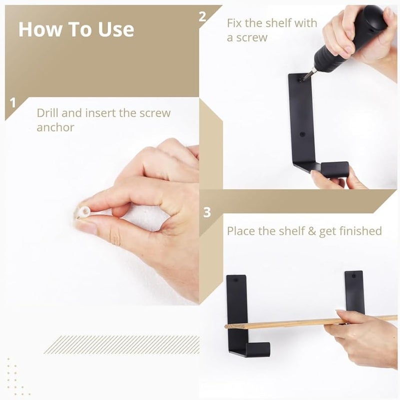 Heavy Duty Black L Brackets 8.1x5.9 Inches 4 Pack Industrial Shelf Support - Image 5