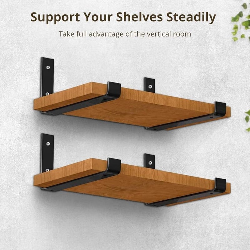 Heavy Duty Black L Brackets 8.1x5.9 Inches 4 Pack Industrial Shelf Support - Image 4