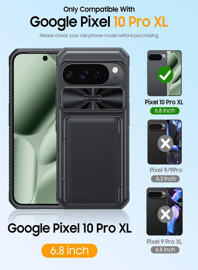 جراب oupeigar لهاتف Google Pixel 10 Pro XL مع حامل بطاقات وحجب RFID وغطاء كاميرا منزلق وحامل، جراب محفظة مقاوم للصدمات وغير قابل للانزلاق لكامل الجسم لهاتف Pixel 10 Pro XL (أسود) - Image 2
