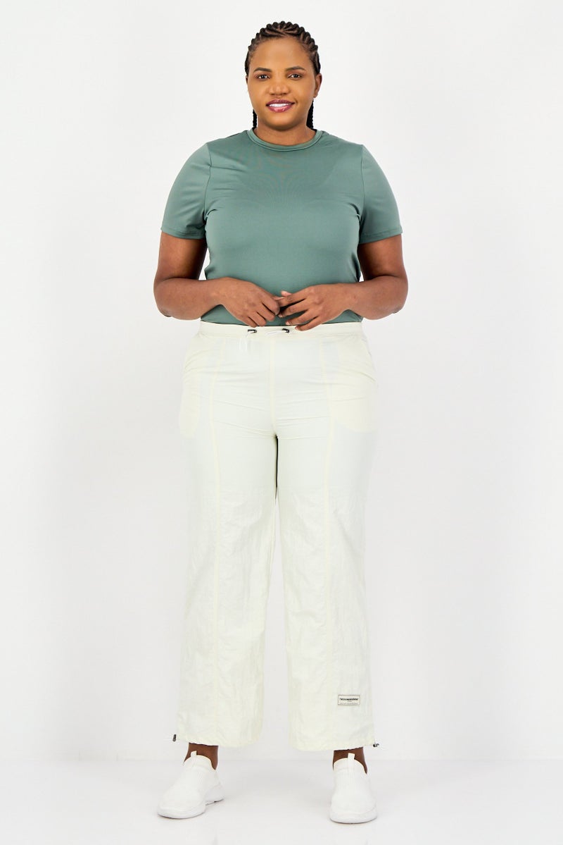 The Giving Movement Women Regular Fit Solid Wide Leg Pants, Off White - Image 4