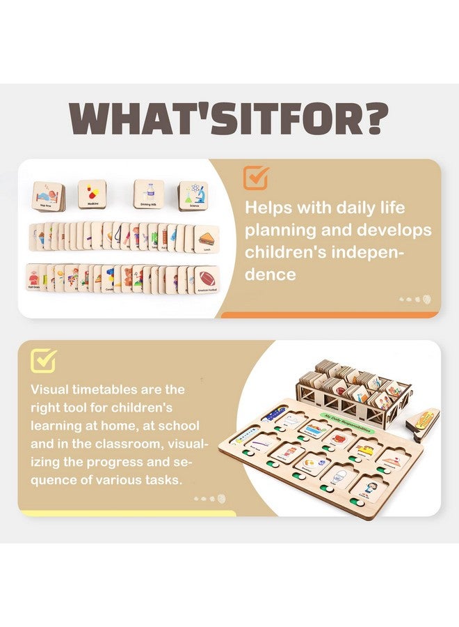 Dreamon Wooden Visual Schedule For Kids Chore Chart Morning Bedtime Routine Charts For Kids Toddlers Autism Learning Materials&Daily Schedule Board For Home - Image 5
