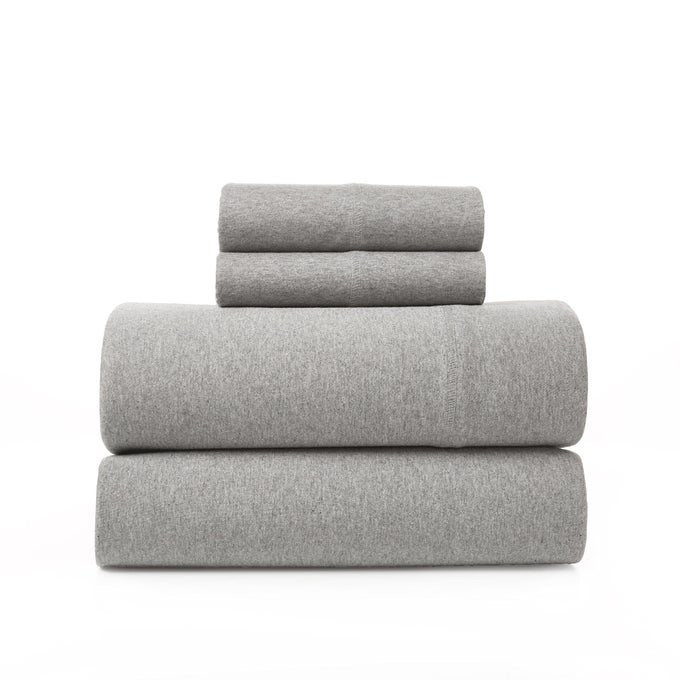 ROAD TRIP AMERICA JERSEY SHEETS FULL SET COTTON 4 PIECES ALL SEASONAL DEEP POCKETS SOFT COZY KNIT STRETCHY FULL SIZE SHEETS HOTEL AND RESIDENTIAL QUALITY LIGHT HEATHERED GREY FULL