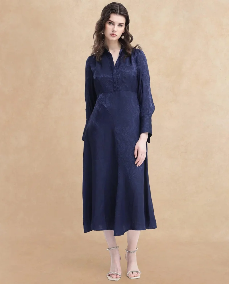 Rareism Women's Jacquard Brunch Midi Dress