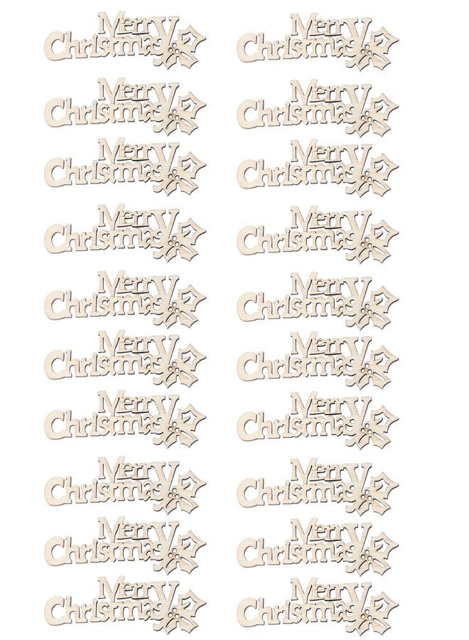 BESTOYARD 20pcs Merry Christmas Wooden Cutout Unfinished Wood Letter Piece Slice Embellishment for DIY Scrapbooking Xmas Sewing Crafts - Image 1