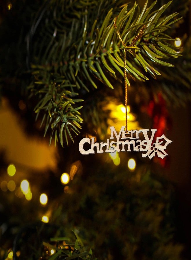 BESTOYARD 20pcs Merry Christmas Wooden Cutout Unfinished Wood Letter Piece Slice Embellishment for DIY Scrapbooking Xmas Sewing Crafts - Image 3