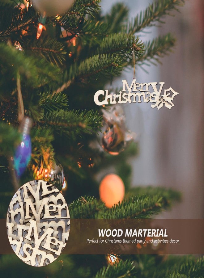 BESTOYARD 20pcs Merry Christmas Wooden Cutout Unfinished Wood Letter Piece Slice Embellishment for DIY Scrapbooking Xmas Sewing Crafts - Image 5