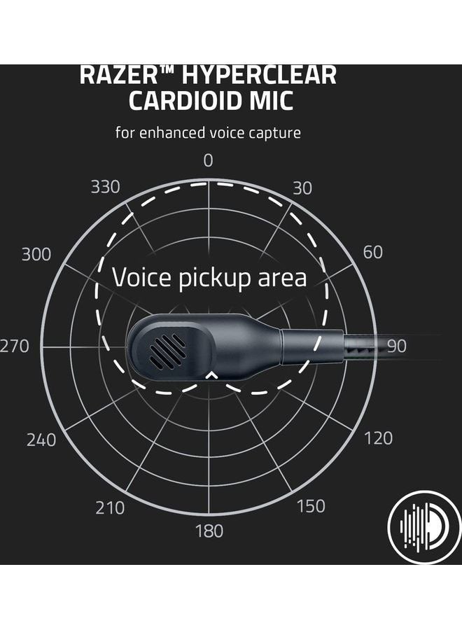 سماعة الألعاب RAZER BlackShark V2 X: صوت محيطي 7.1 - مشغلات 50 مم - وسادة إسفنجية - لأجهزة الكمبيوتر الشخصية، وأجهزة Mac، وPS4، وPS5، وSwitch، وXbox One، وXbox Series X|S، والهواتف المحمولة - مقبس صوت 3.5 مم - أبيض - Image 3