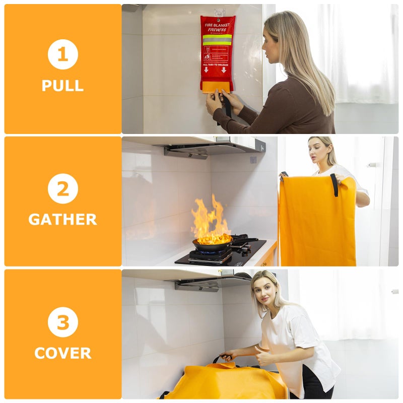 FIREWESS Emergency Fire Blanket, 1Pack Silicone Flame Retardant Fire Blankets Emergency for Home, Kitchen, Car, Office, Grill, 39.4X 39.4inch Fire Extinguisher Blanket - Image 2