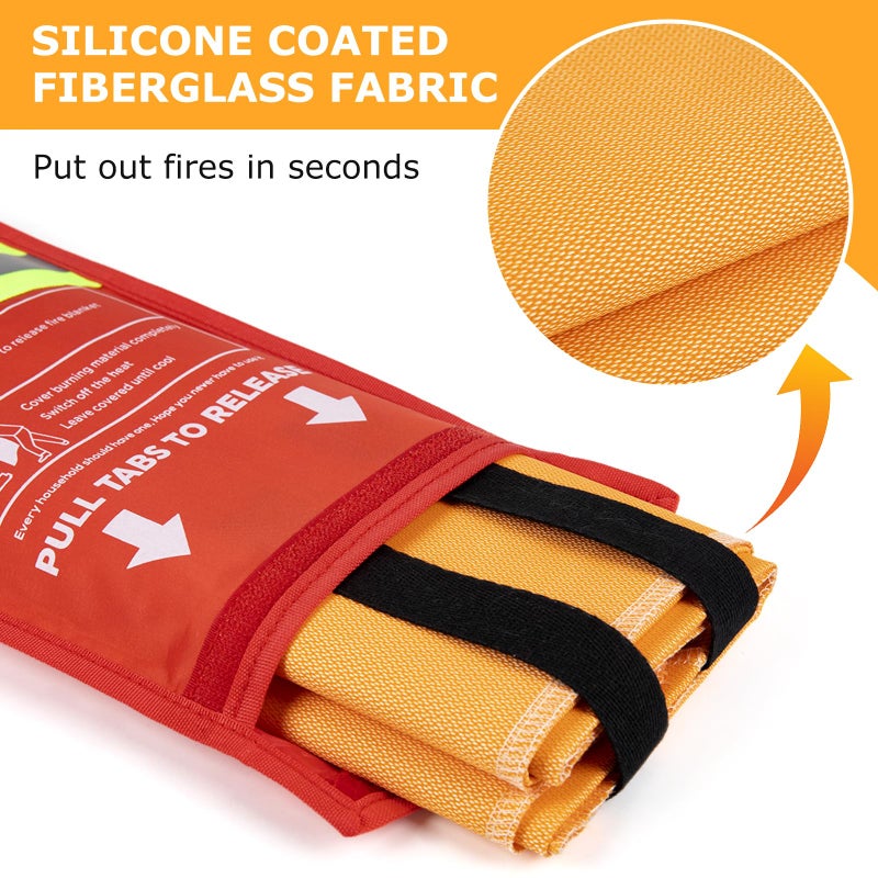 FIREWESS Emergency Fire Blanket, 1Pack Silicone Flame Retardant Fire Blankets Emergency for Home, Kitchen, Car, Office, Grill, 39.4X 39.4inch Fire Extinguisher Blanket - Image 5