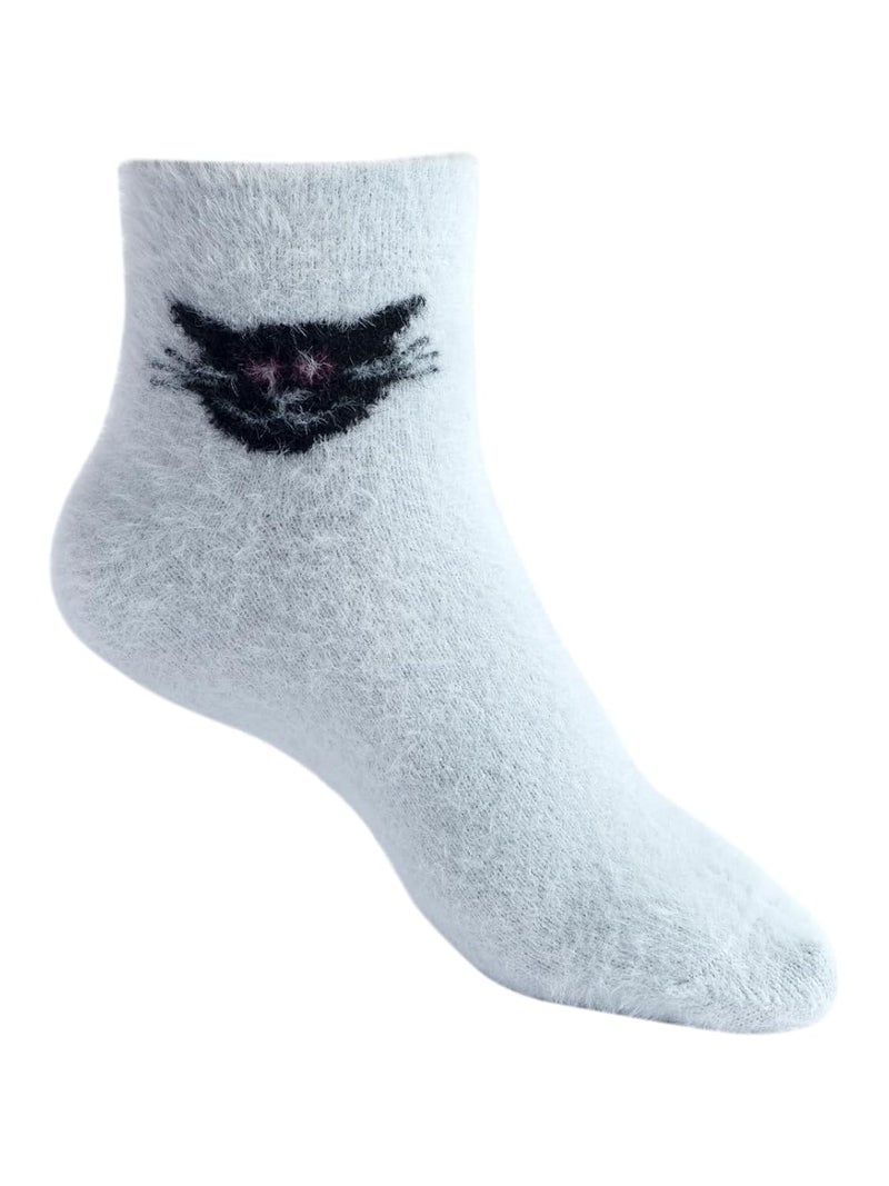 Texton Kids Faux Fur Nylon Microfibre Woolen Winter Ankle Socks – Warm, Soft, Cozy, Plush Texture, Stretch Fit, Multicolor Design, Pack of 5 - Image 3