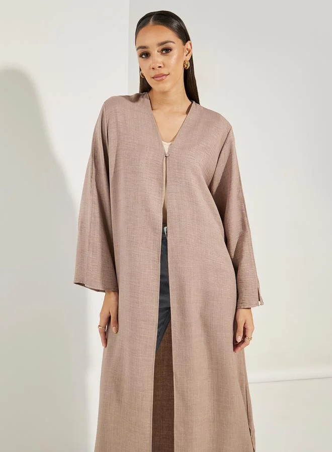 ستايلي Denim Look Abaya with Slit Sleeve Detail