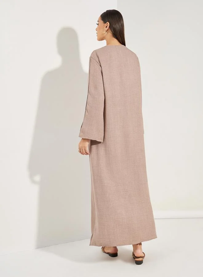 ستايلي Denim Look Abaya with Slit Sleeve Detail