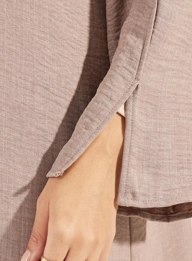 ستايلي Denim Look Abaya with Slit Sleeve Detail
