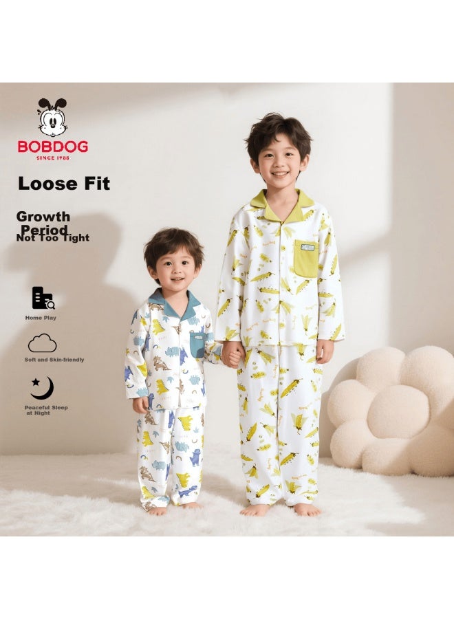 Bobdog Kids Homewear Set Boys Girls Casual Cotton Loose Pajamas Sleepwear Autumn Clothes - Image 2