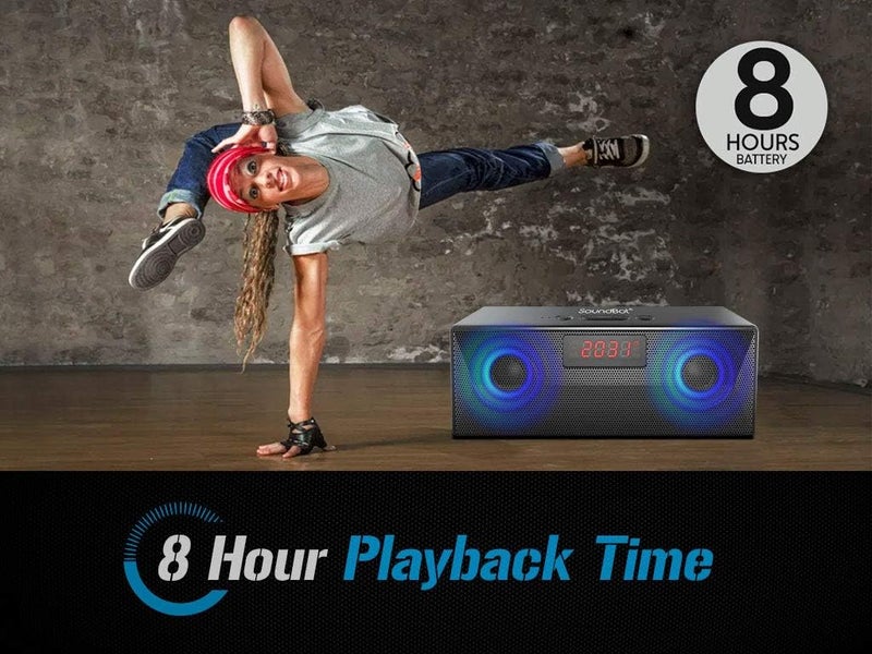SoundBot Renewed - 8W Bluetooth Portable Speaker With Alarm Clock Wireless Audio Speaker For Home & Travel Black SB1023 - Image 4
