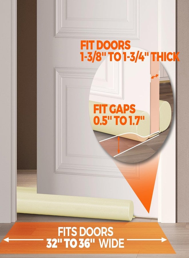 Holikme Two-Sided Door Draft Stopper Weather Stripping Window Breeze Blocker Adjustable Door Sweeps, Beige - Image 4