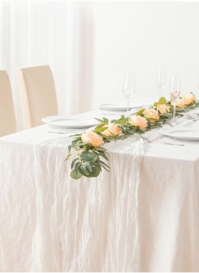 OMEVE Table Flag Flower Artificial Rose Garland Fake Rose Vine Garland Artificial Rose Vines Garland Pink Artificial Flower Garlands for Hotel Wedding Home Party Garden Craft Art Decor(1PCS 70inch Pink)  - Image 4