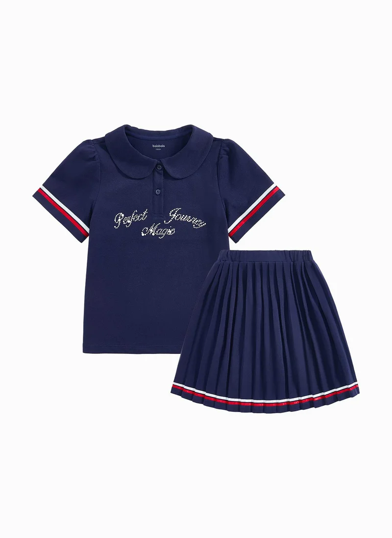 Balabala Kids Girl Knit Short Sleeve Suit