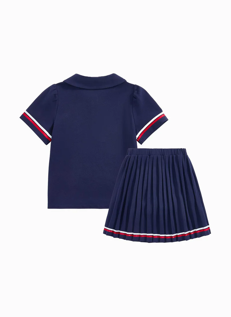 Balabala Kids Girl Knit Short Sleeve Suit