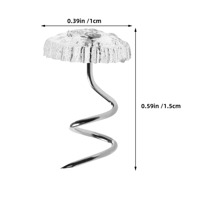 100Pcs Stainless Steel Spiral Upholstery Screw Pins for Sofa Slipcover and Bedskirt Fixing - Image 3