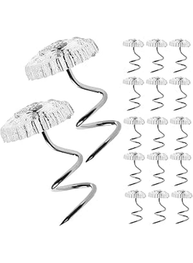 100Pcs Stainless Steel Spiral Upholstery Screw Pins for Sofa Slipcover and Bedskirt Fixing - Image 1
