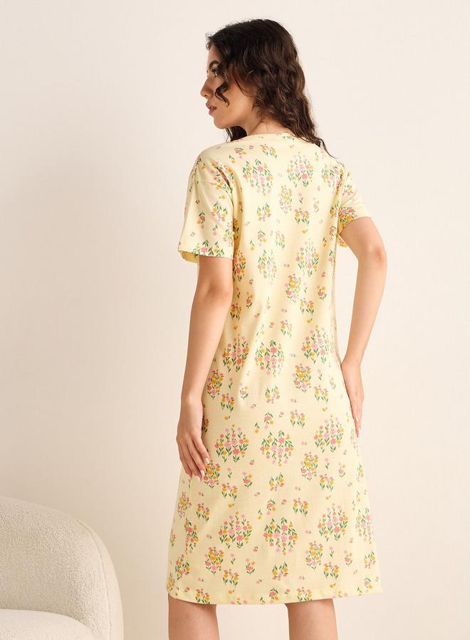 سبلاش فيڤ فستان نوم بطبعة زهور - Image 3