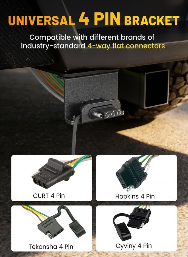 Oyviny Vehicle-Side 4 Way Flat Trailer Wiring Harness Mounting Bracket, Rust-Proof Trailer Plug Bracket Universal Fit for All Standard 4-Pin Flat Connectors, Black Oxide Finish - Image 2