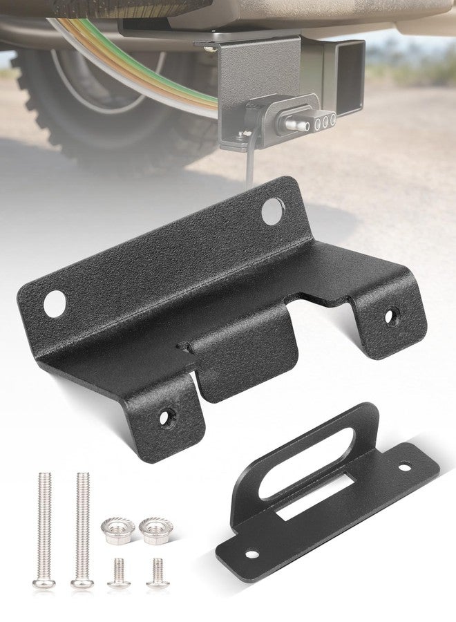 Oyviny Vehicle-Side 4 Way Flat Trailer Wiring Harness Mounting Bracket, Rust-Proof Trailer Plug Bracket Universal Fit for All Standard 4-Pin Flat Connectors, Black Oxide Finish - Image 1