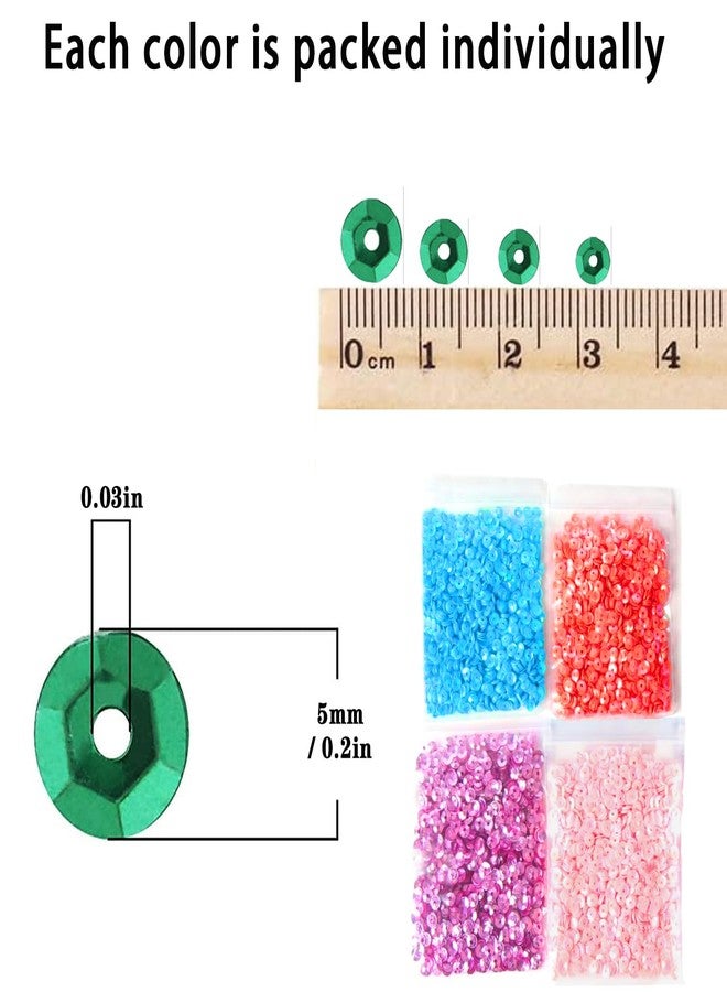 DIYASY 5MM Bulk Loose Sequins, 24 Colors 28800 Pcs Round Embroidery Sequins Cup Craft Sequin with Holes for Craft Sewing DIY Nails Decorations - Image 2