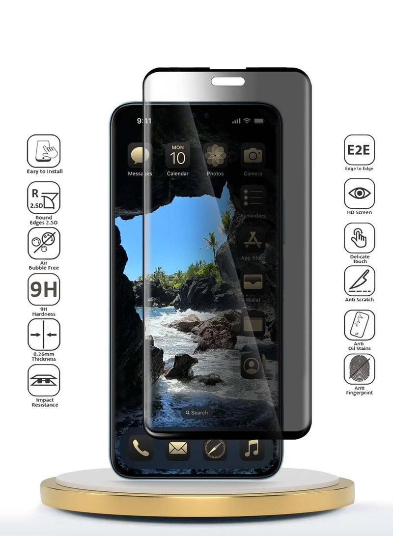 Wtech Honor X9c 5G 2024 / Honor Magic7 Lite 5G 2025 - Premium Edge-Pro Privacy Full Glue Full Cover Tempered Glass Screen Protector Clear/Black - Image 2