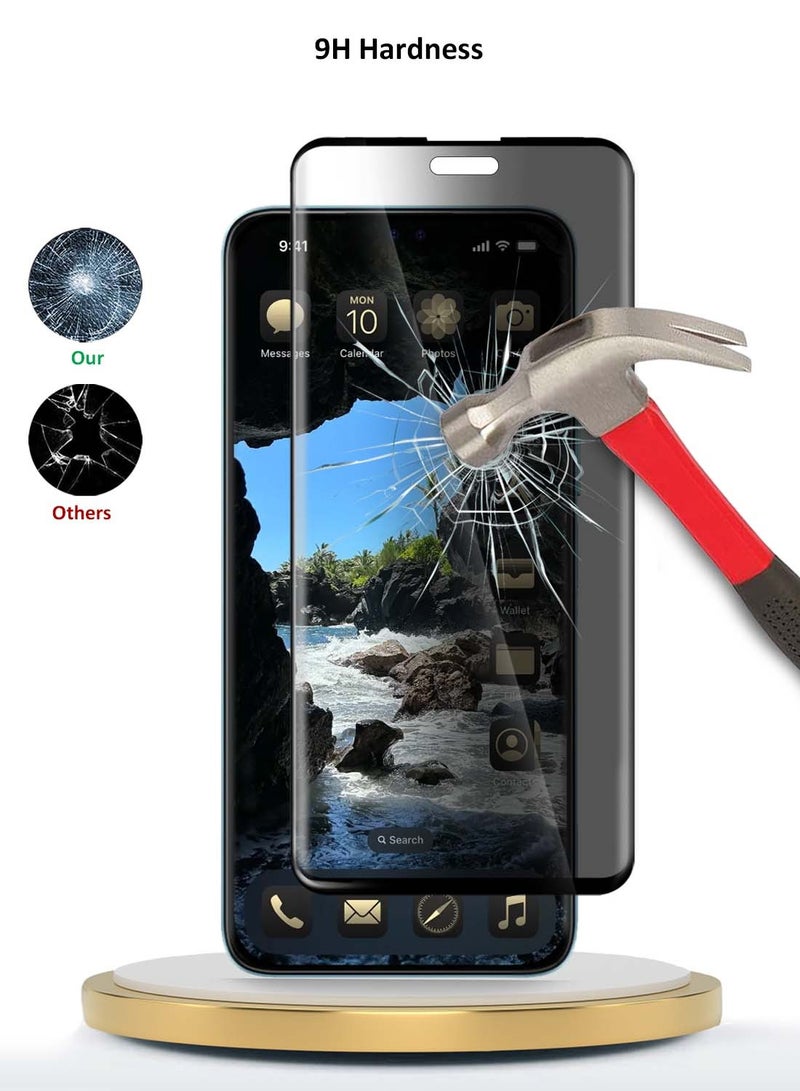 Wtech Honor X9c 5G 2024 / Honor Magic7 Lite 5G 2025 - Premium Edge-Pro Privacy Full Glue Full Cover Tempered Glass Screen Protector Clear/Black - Image 3