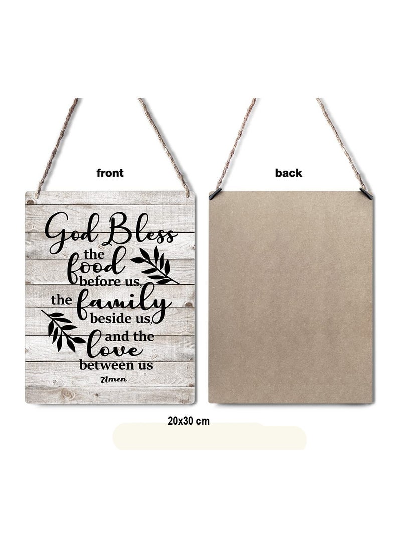 A wooden sign printed with  thanks for food  - Image 1