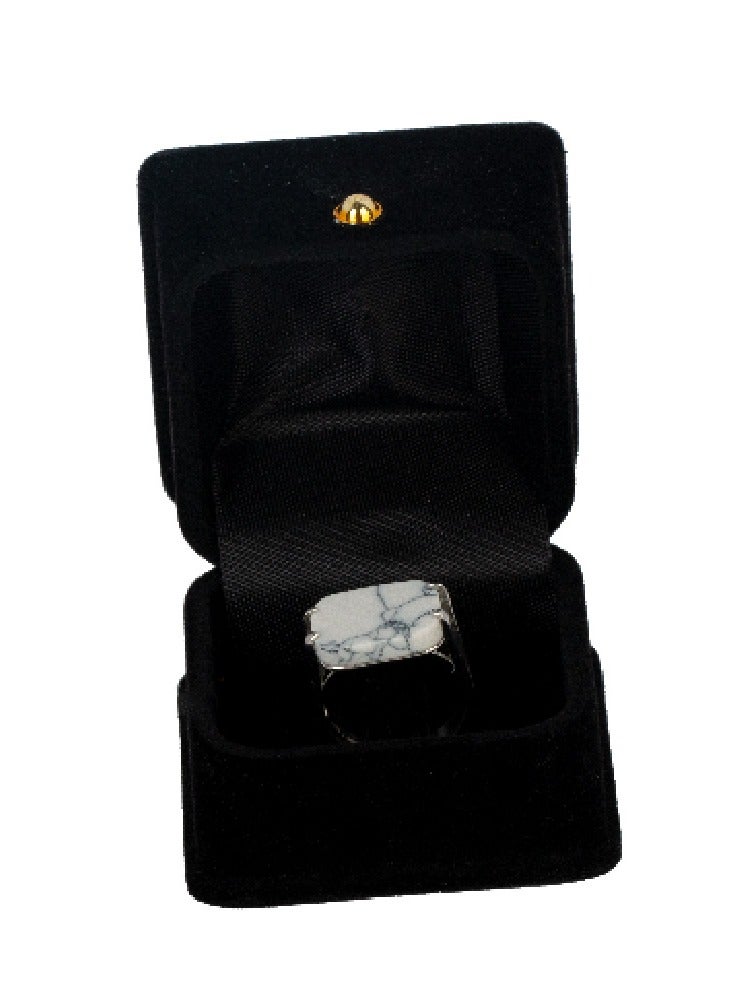 Men's Sterling Silver Veined White Ring - Image 1