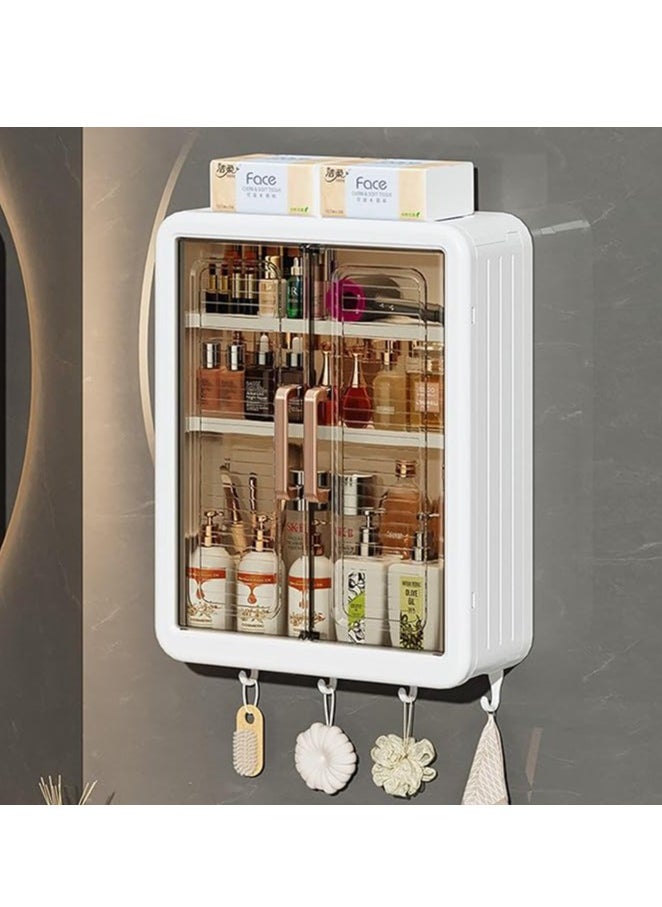 Generic 3 Tier Bathroom Cabinet Wall Mounted Bathroom Rack Medicine Cabinet with Doors Cupboard Space Saver Kitchen Storage Cabinet for Bathroom Laundry Kitchen Living Room（32*13*40.5CM）  - Image 2