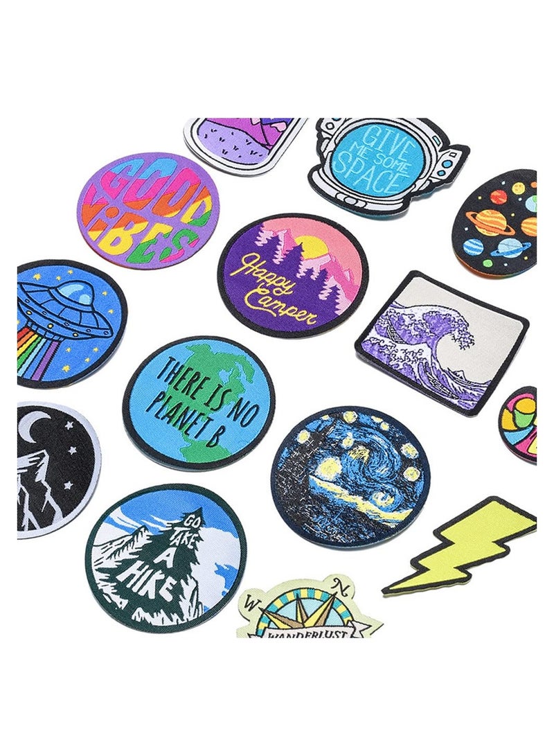 KASTWAVE 15 Pcs Iron on Patches Universe Space Plants Colorful Applique Patches Stickers Embroidered for Clothing DIY Clothes Stickers Custom Badges - Image 5