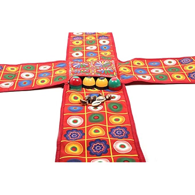 Keshav Creation لعبة Ludo الهندية ، لعبة Chausar منذ Mahabharat ، Baap of All Board Game Chopat هي لعبة Ludo هندية (أحمر ، Pachisi / Ludo / Indian Ludo / chausar) - Image 3