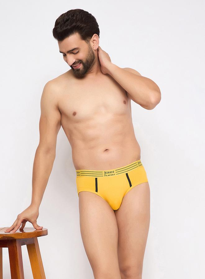 John Player Pack of 2 - Solid Briefs with Striped Waistband