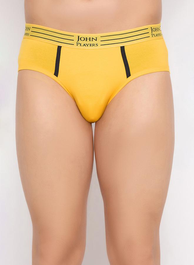 John Player Pack of 2 - Solid Briefs with Striped Waistband