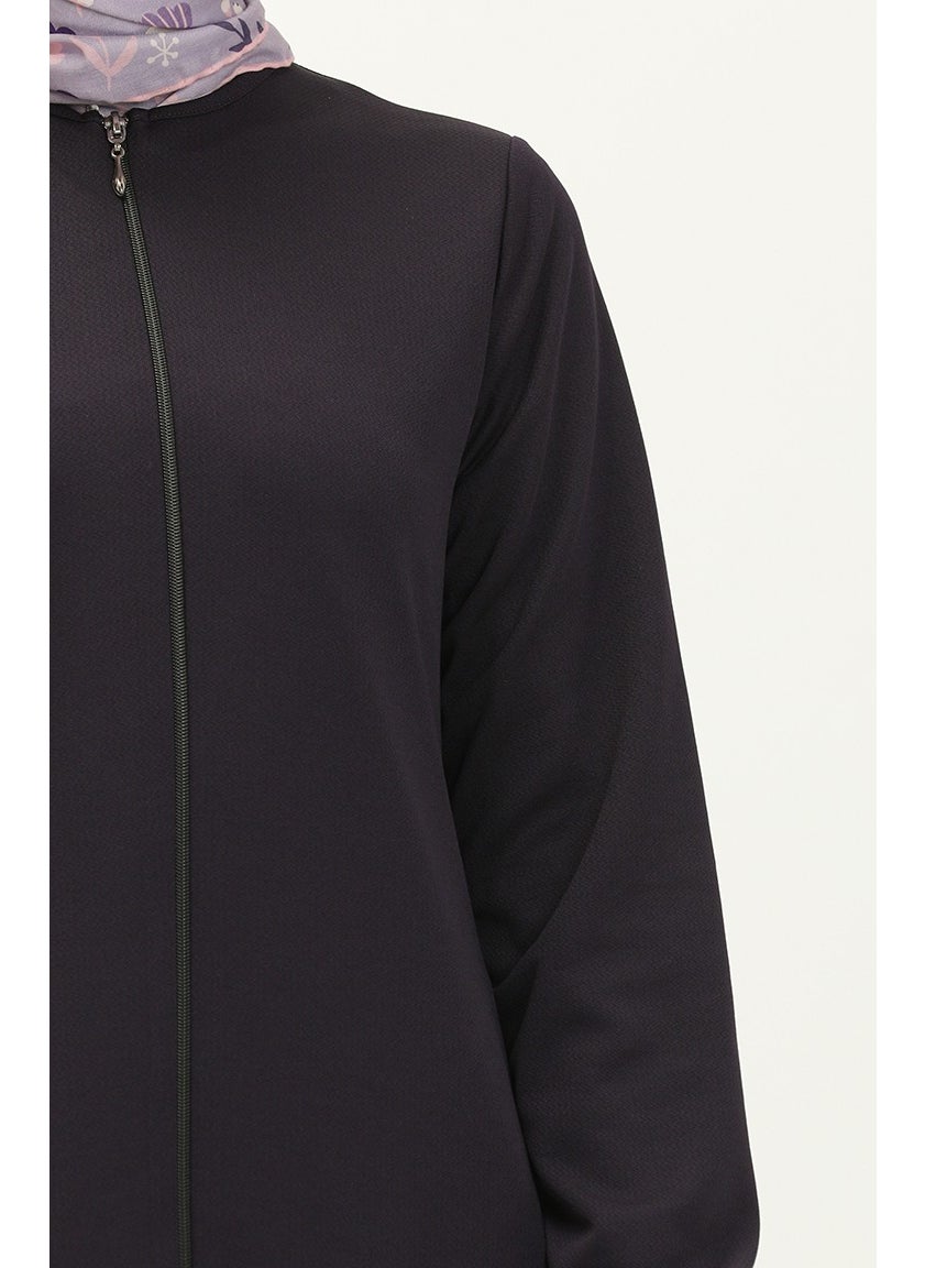 Sefa Merve - Zippered Pocket Abaya 6666-01 Purple - Image 1