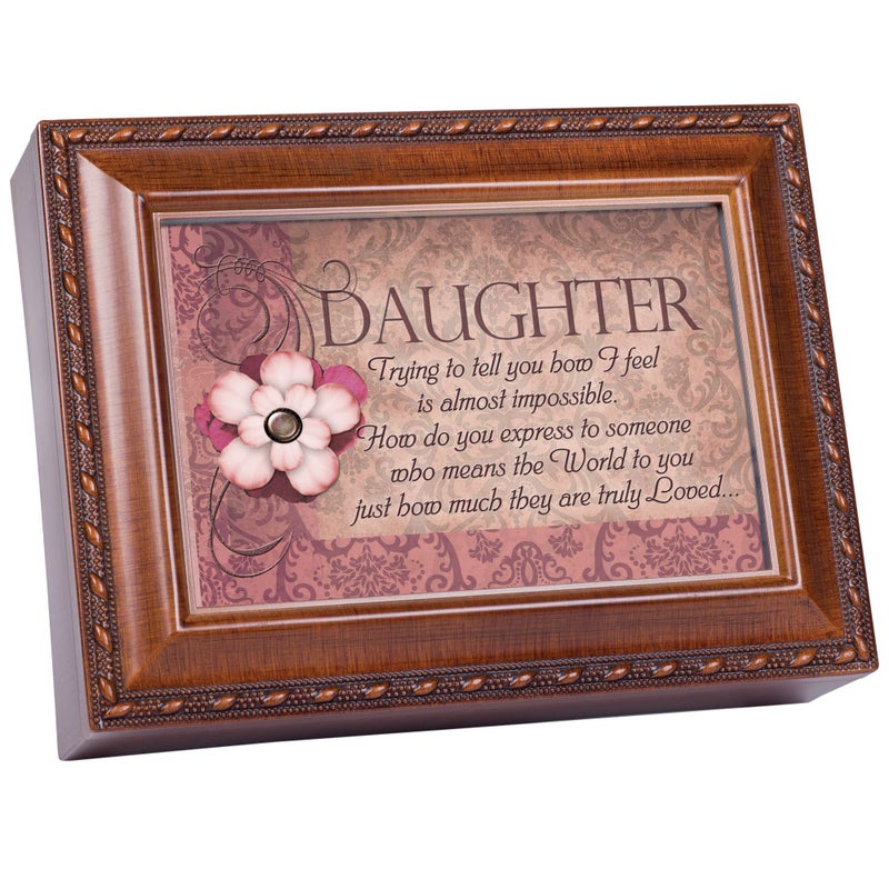 Cottage Garden صندوق موسيقي من خشب حديقة الكوخ لابنتي المحبوبة حقًا مع حافة حبل