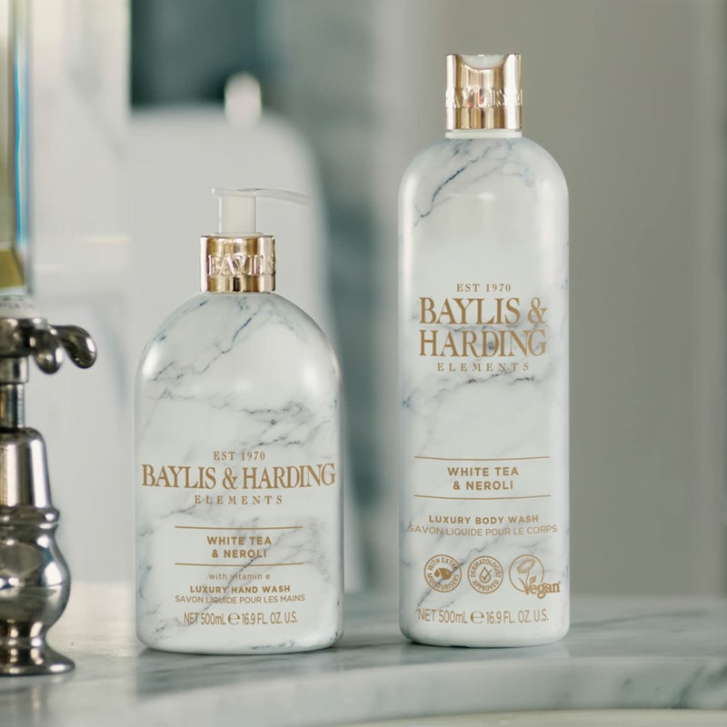 Baylis & Harding صابون يد سائل بايليس وهاردينغ مع موزع، عناصر، شاي أبيض ونيرولي، 16.9 أونصة/500 مل (عبوة 3) - Image 5