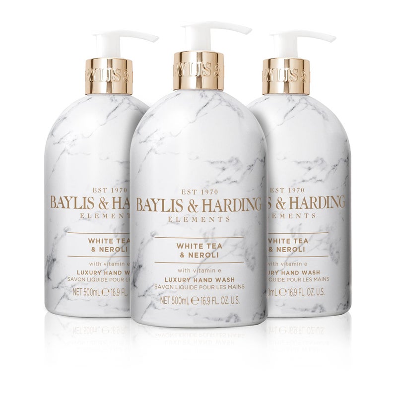Baylis & Harding صابون يد سائل بايليس وهاردينغ مع موزع، عناصر، شاي أبيض ونيرولي، 16.9 أونصة/500 مل (عبوة 3) - Image 1