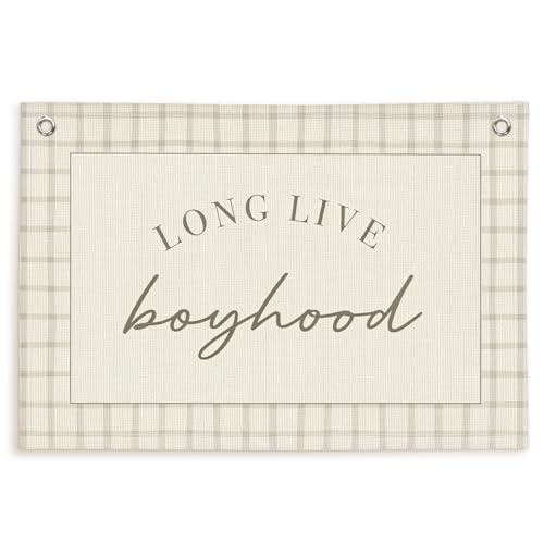 Lacama Long Live Boyhood Banner Boy Nursery Decor, Baby Boy Nursery Decor, Vintage Wall Hanging Flag Decor for Nursery Playroom Toddler Room, Boys Room Decor 30x20 In - Image 1