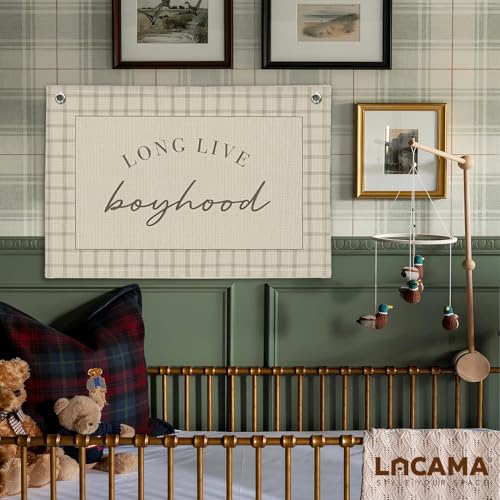 Lacama Long Live Boyhood Banner Boy Nursery Decor, Baby Boy Nursery Decor, Vintage Wall Hanging Flag Decor for Nursery Playroom Toddler Room, Boys Room Decor 30x20 In - Image 2