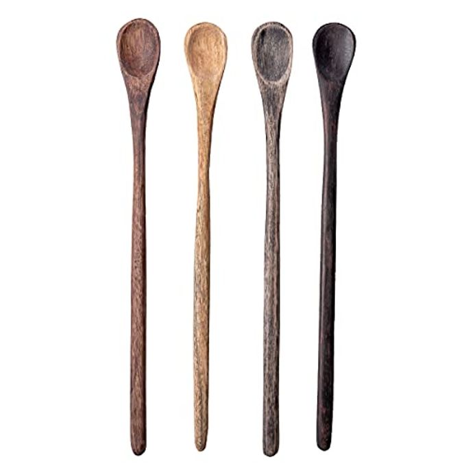 Karma Long Handle Tasting Spoons Set for Cooking - Kitchen Utensils - Wood - Set of 4