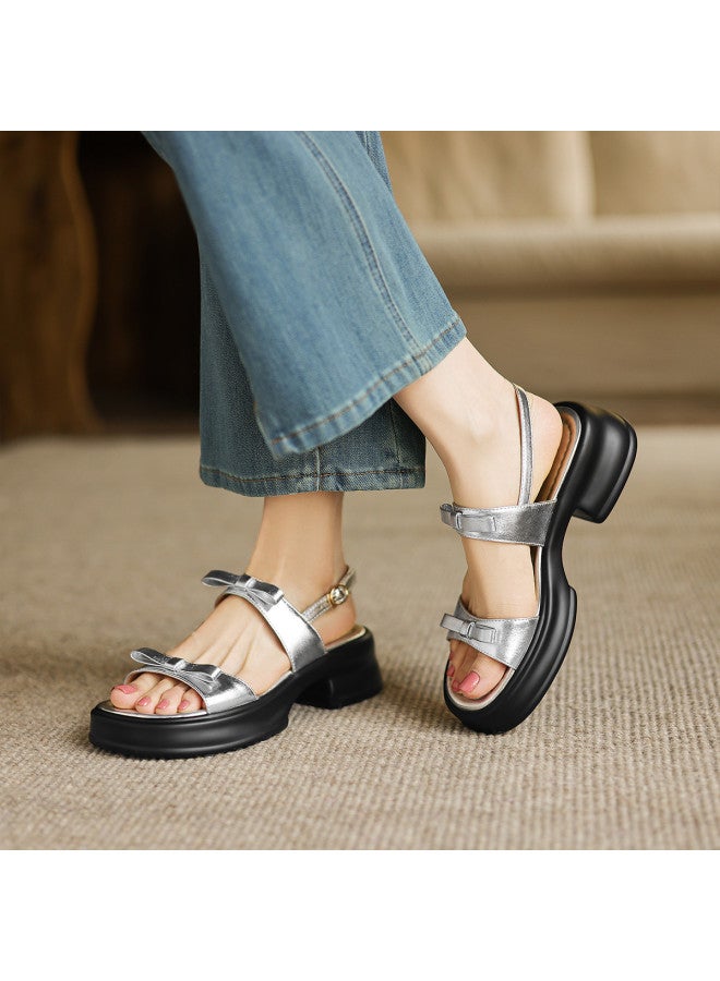 Amo Fashion Anti-age Bow Platform Sandals 2025 New Arrival Petite Women's Ultra-light Soft-sole Sandals - Image 3