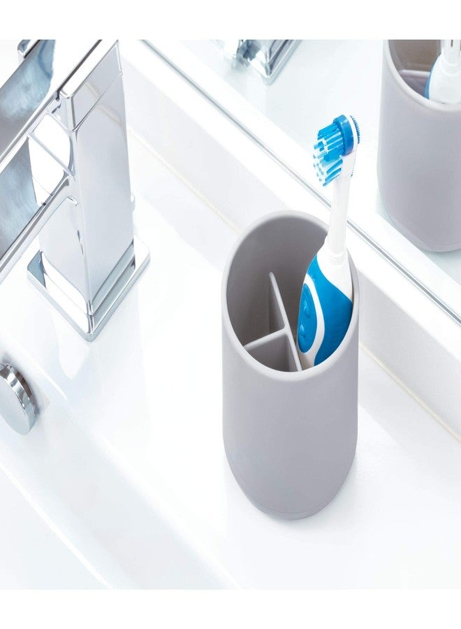 InterDesign iDesign Toothbrush Holder for Normal Toothbrushes, Spin Brushes, and Toothpaste, The Cade Collection - 3" x 3" x 4. 5", Matte Gray - Image 2