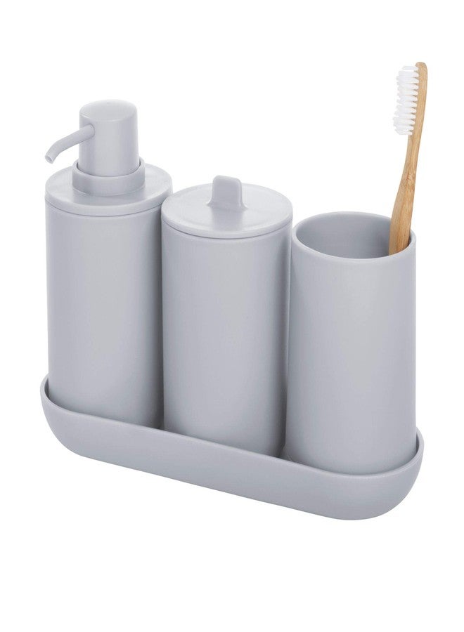 InterDesign iDesign Toothbrush Holder for Normal Toothbrushes, Spin Brushes, and Toothpaste, The Cade Collection - 3" x 3" x 4. 5", Matte Gray - Image 5