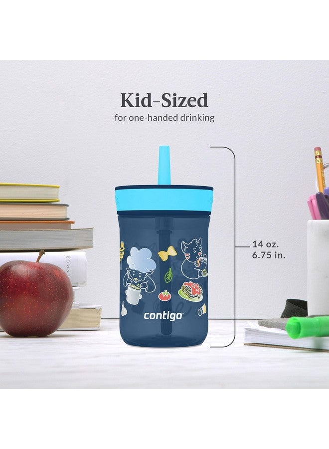 Contigo Kids’ Leighton Straw Tumbler with Spill-Proof Lid, 14oz., 2 Pack, Blueberry & Jade - Image 4