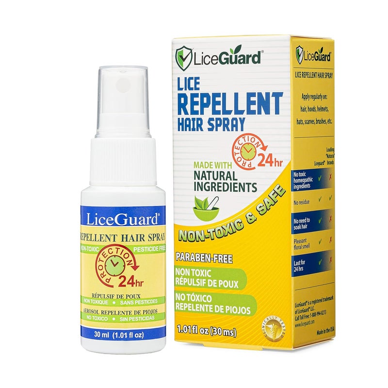 LiceGuard بخاخ قمل، 1 أونصة سائلة، مركز، علاج وقائي للقمل للأطفال والبالغين، مختبر سريرياً لتوفير حماية لمدة 24 ساعة ضد البيض واليرقات، مصنوع من مكونات طبيعية، لطيف للاستخدام اليومي - Image 1